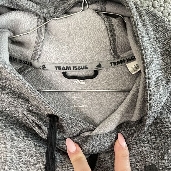 Adidas Essentials Sweater Mens Large Gray Charcoal Hoodie Sportswear Climawarm - Picture 5 of 13